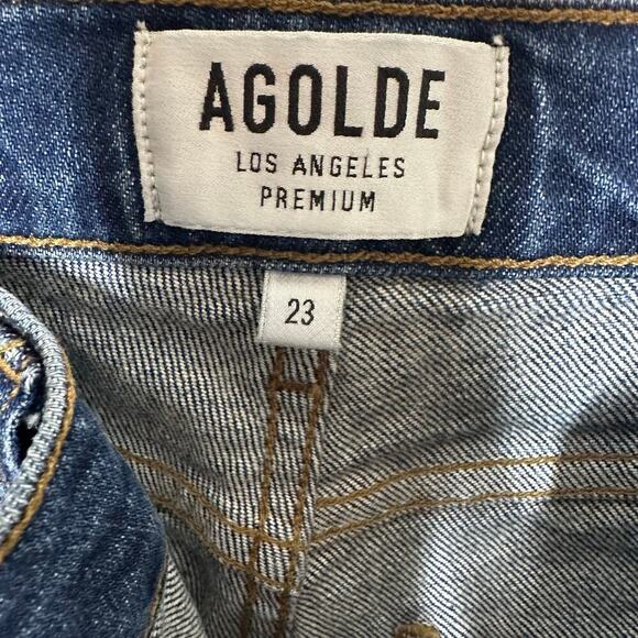 NWT Agolde Nico High Rise Skinny Jeans Button Fly Women's Blue Size 23 - Picture 5 of 6
